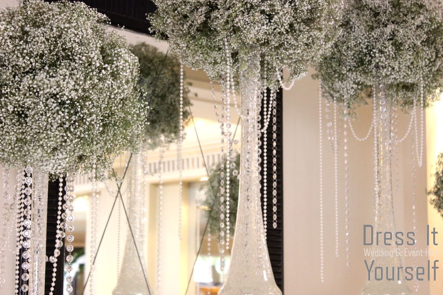 80cm Narrow Lily Vase with Gyp & Pearls