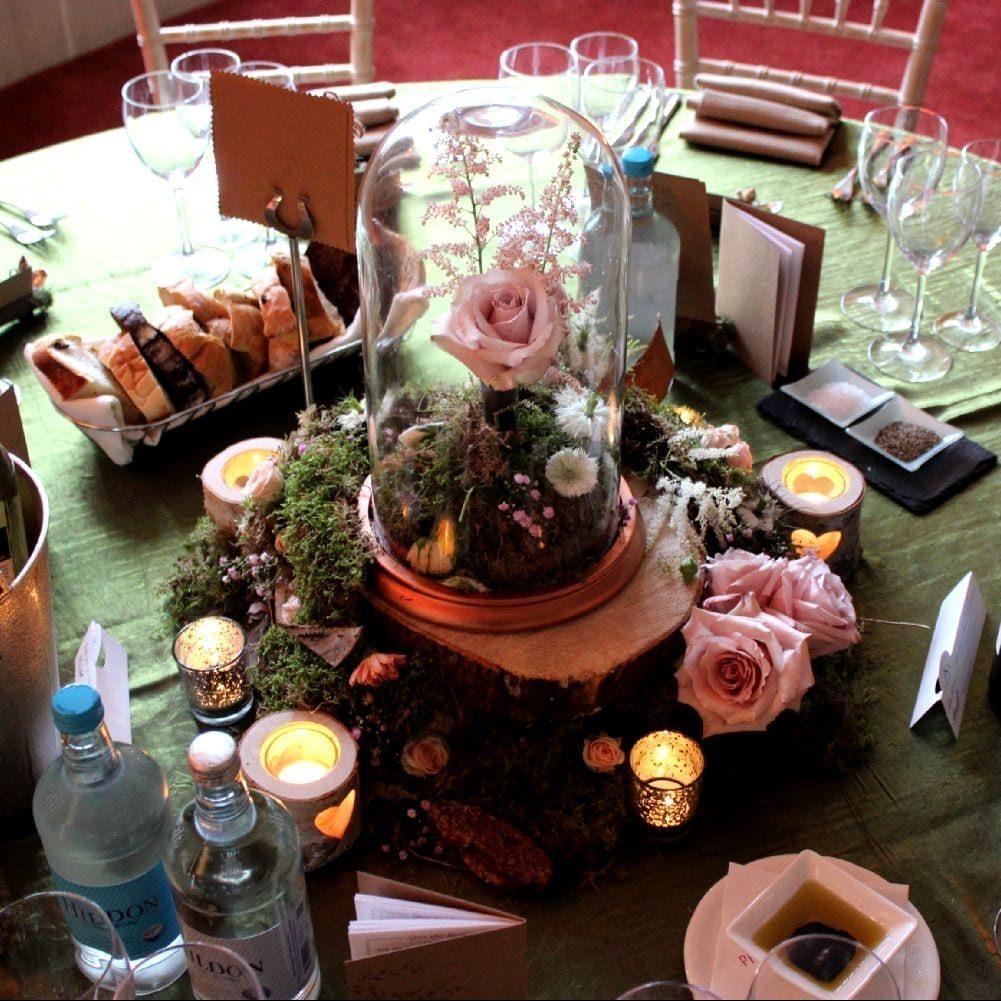 Bell Cloche Jar with Flowers & Moss