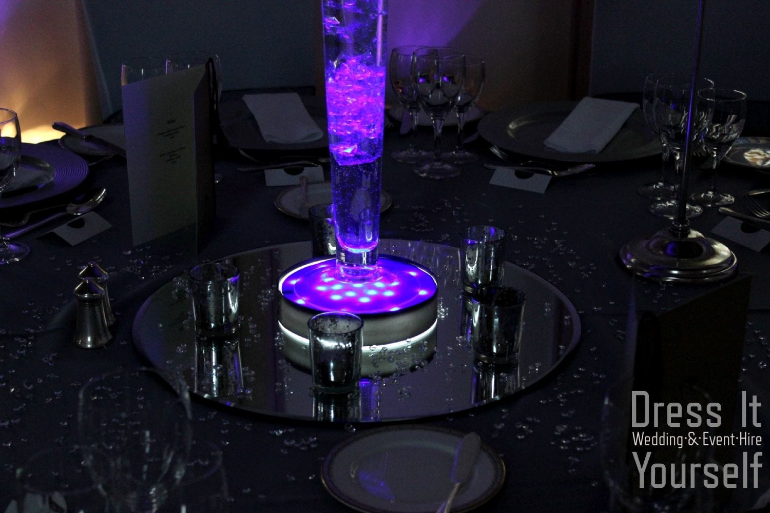 Flute Vase with Purple LED Uplighter
