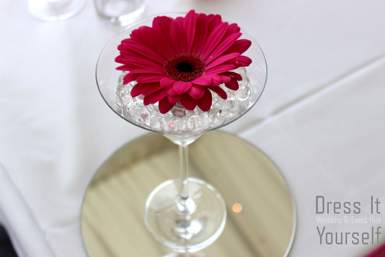 Martini Glass with Cerise Gerbera