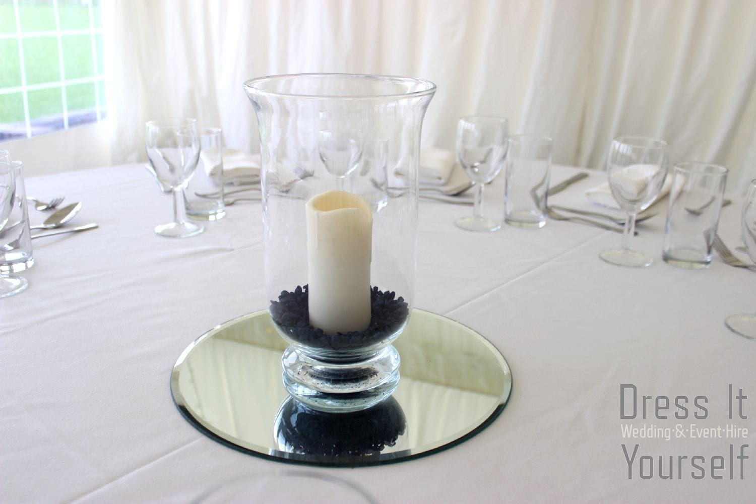 Medium Hurricane Vase with LED Pillar Candle