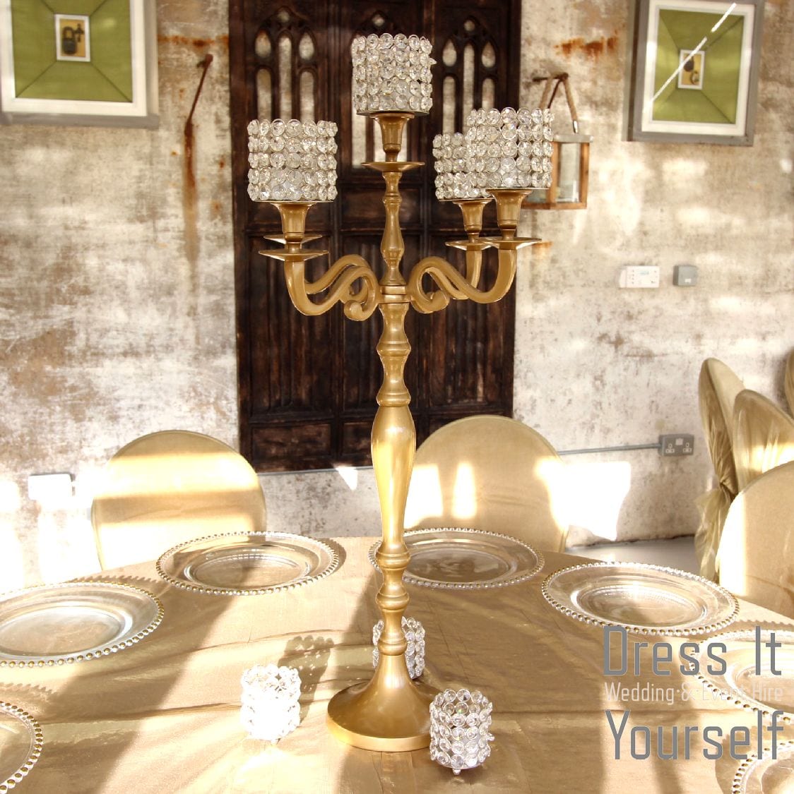 Antique Gold Candelabra Crystal Tops