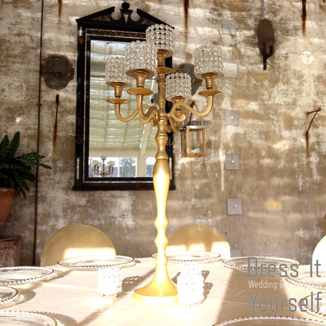 Antique Gold Candelabra Crystal Tops