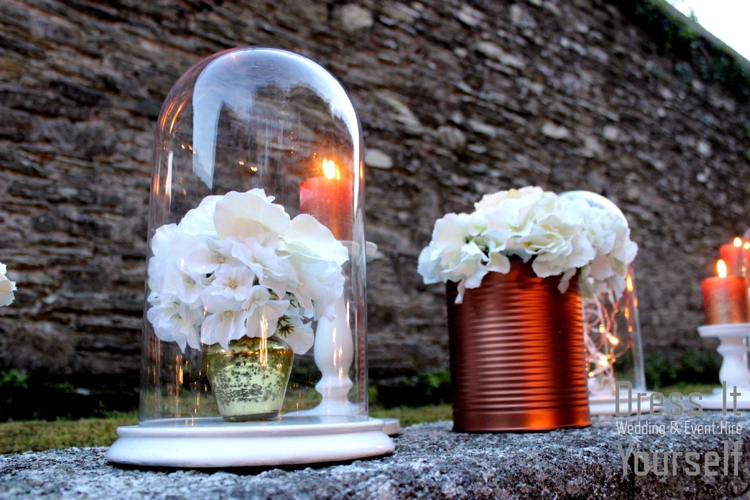 Bell Cloche Jar with Silk Hydrangea