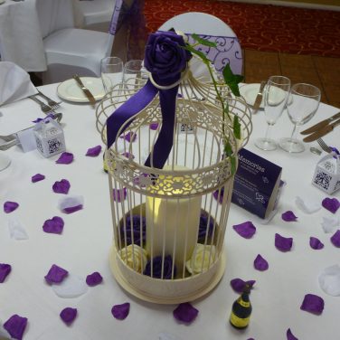 Bird Cage with Ribbon, Flowers & Candle