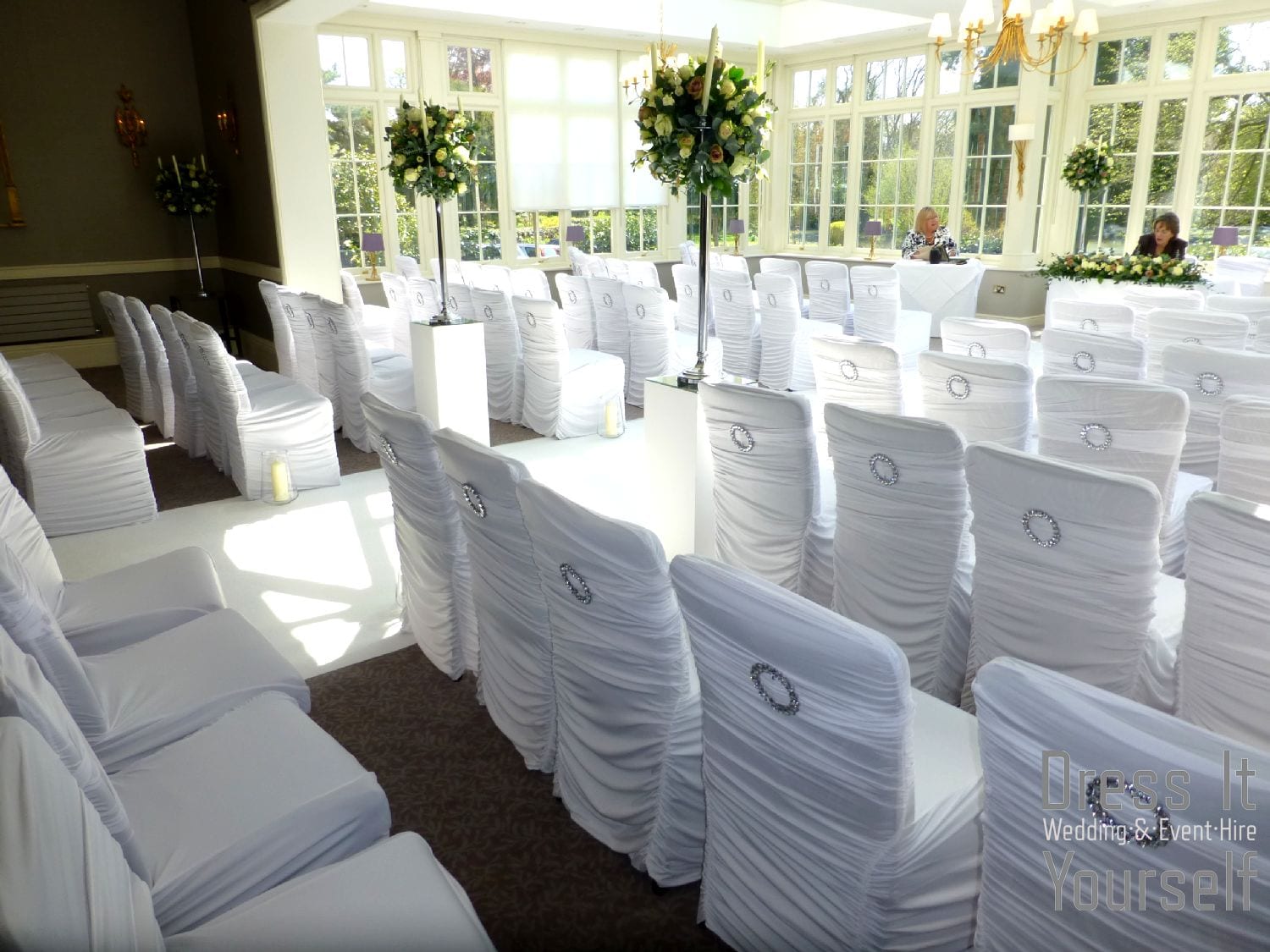 Rouched Chair Cover - Diamante Band
