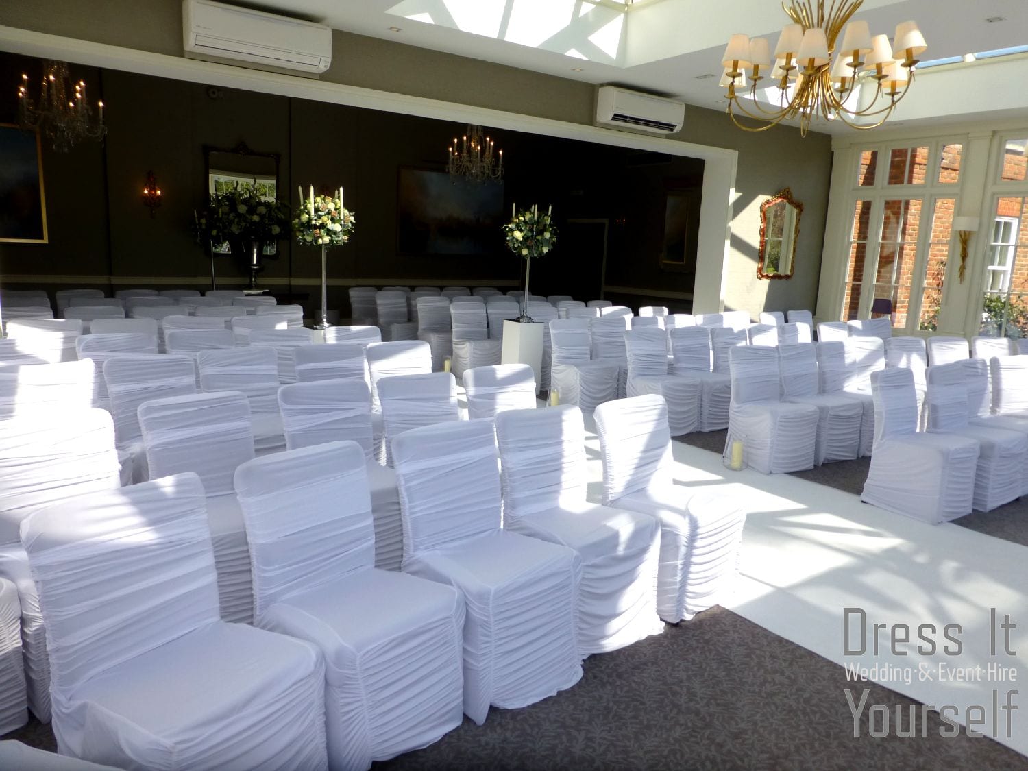 Rouched Chair Cover - Diamante Band