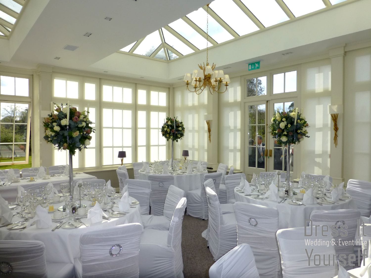 Rouched Chair Cover - Diamante Band