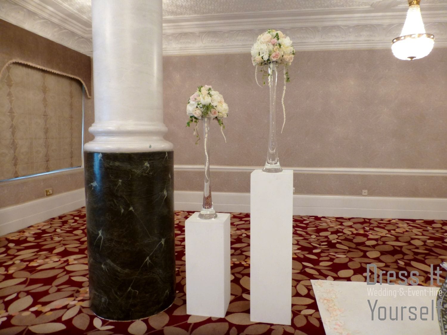 80cm Narrow Lily Vase with Ivory & Blush Flowers