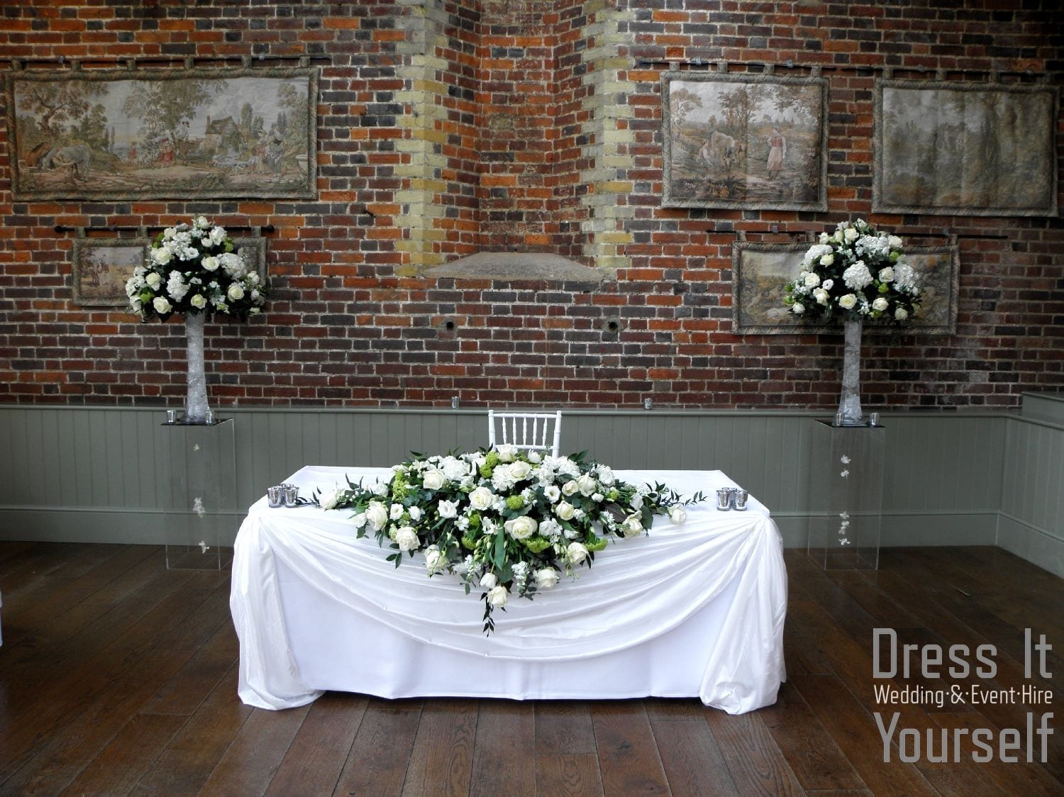 Wide Lily Vase with Ivory Flowers