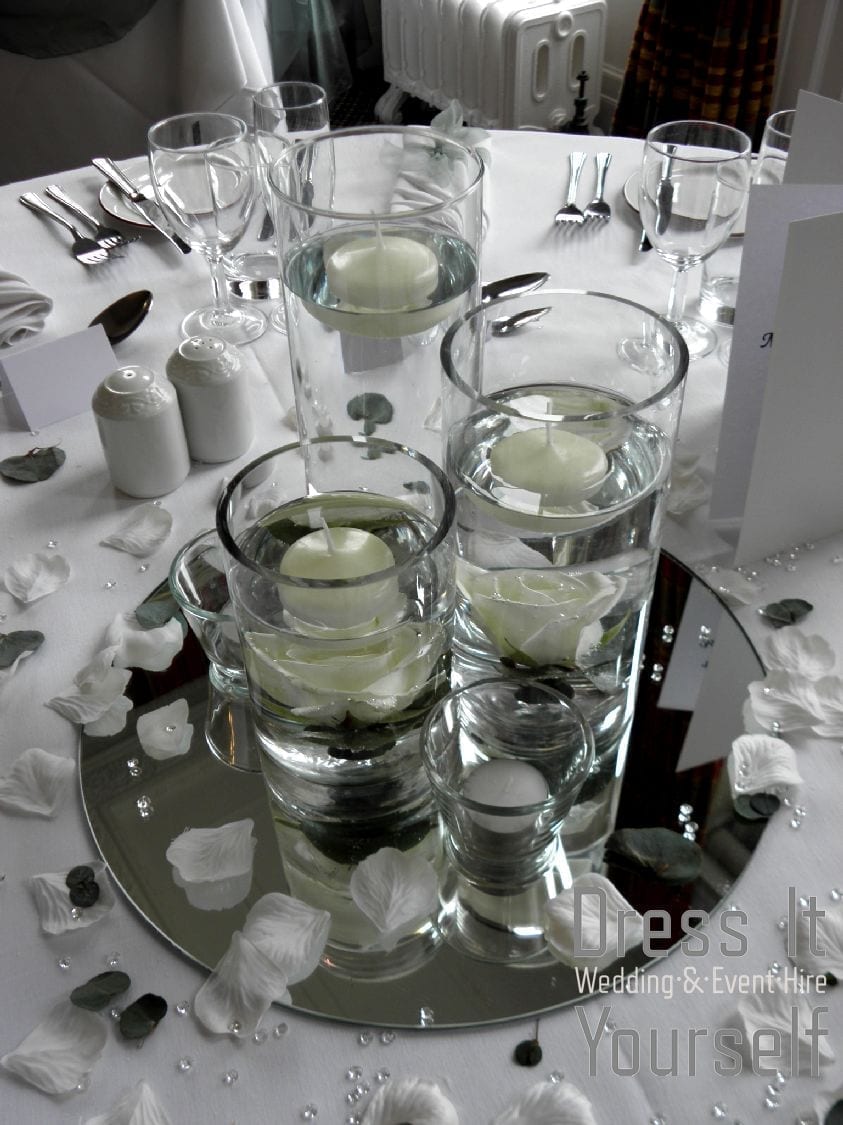 Cylinder Vase with Rose and Floating Tea Lights