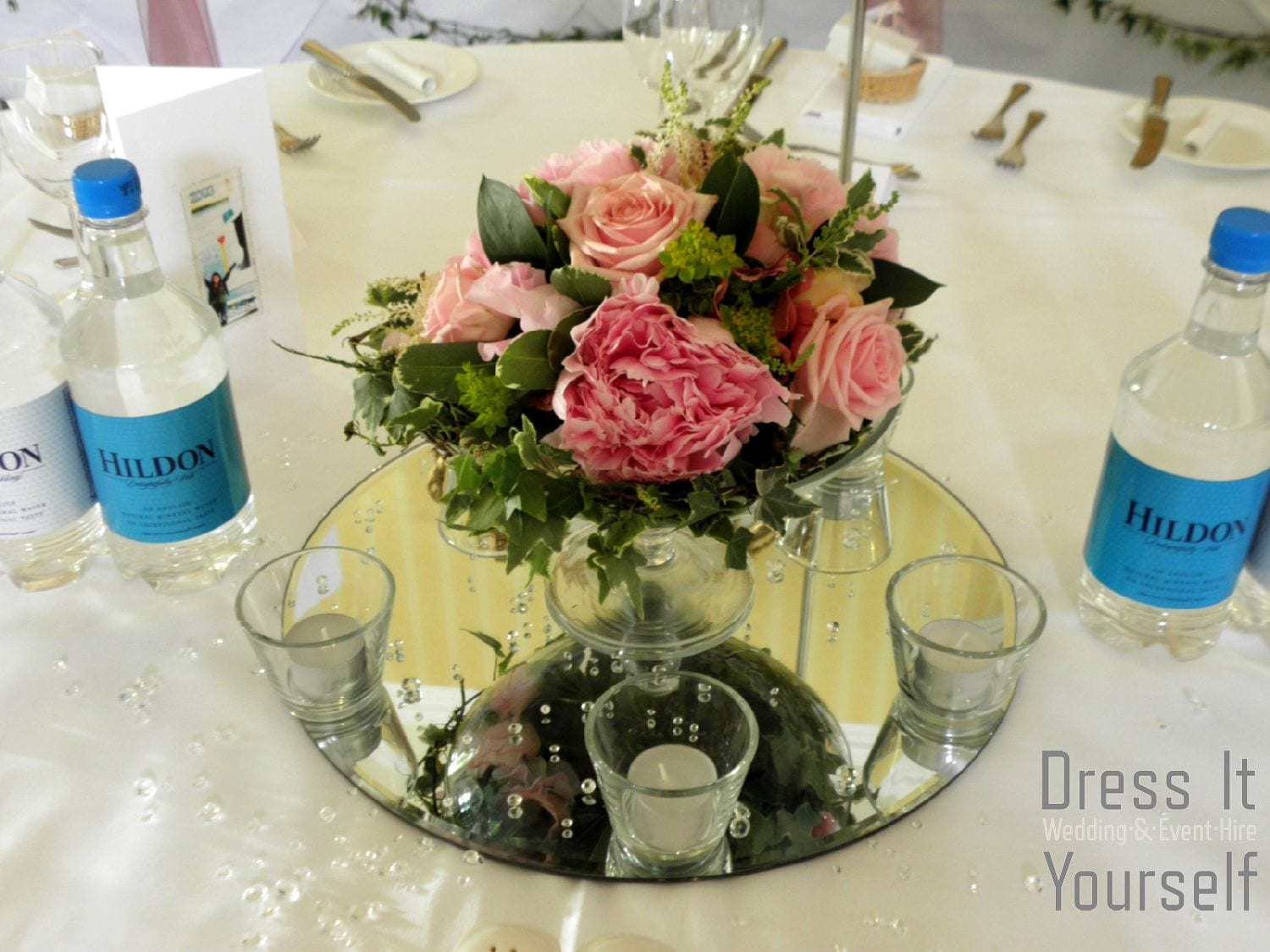 Footed Glass Bowl with Pink & Green Flowers