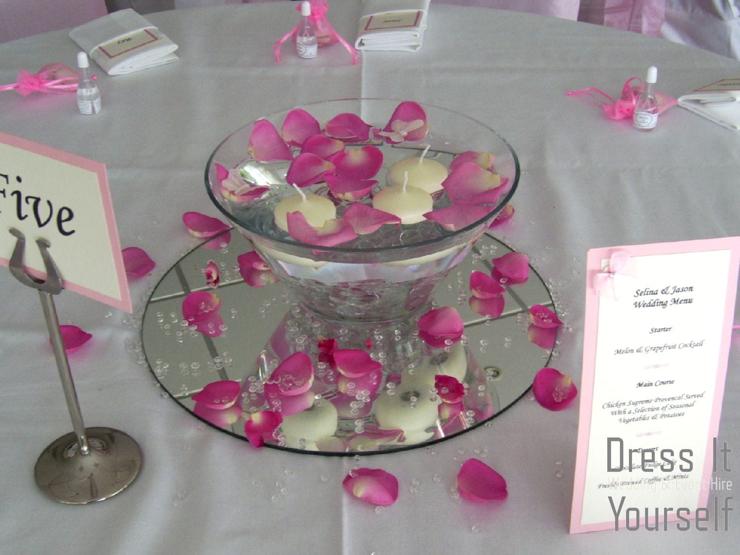 Open Tapered Bowl with Floating Candles & Petals