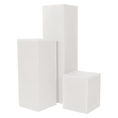 Set of 3 White MDF Plinths 375mm, 750mm & 1125mm - Hire £75