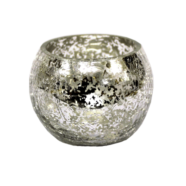 Small Silver Crackle Mercury Glass Fish Bowl