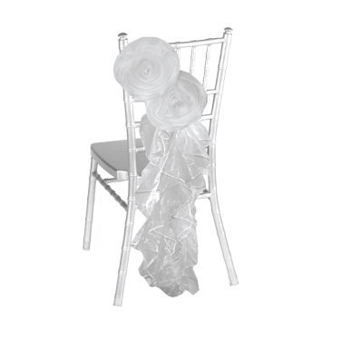 White Chiavari with Double Flower & Curly Ruffle