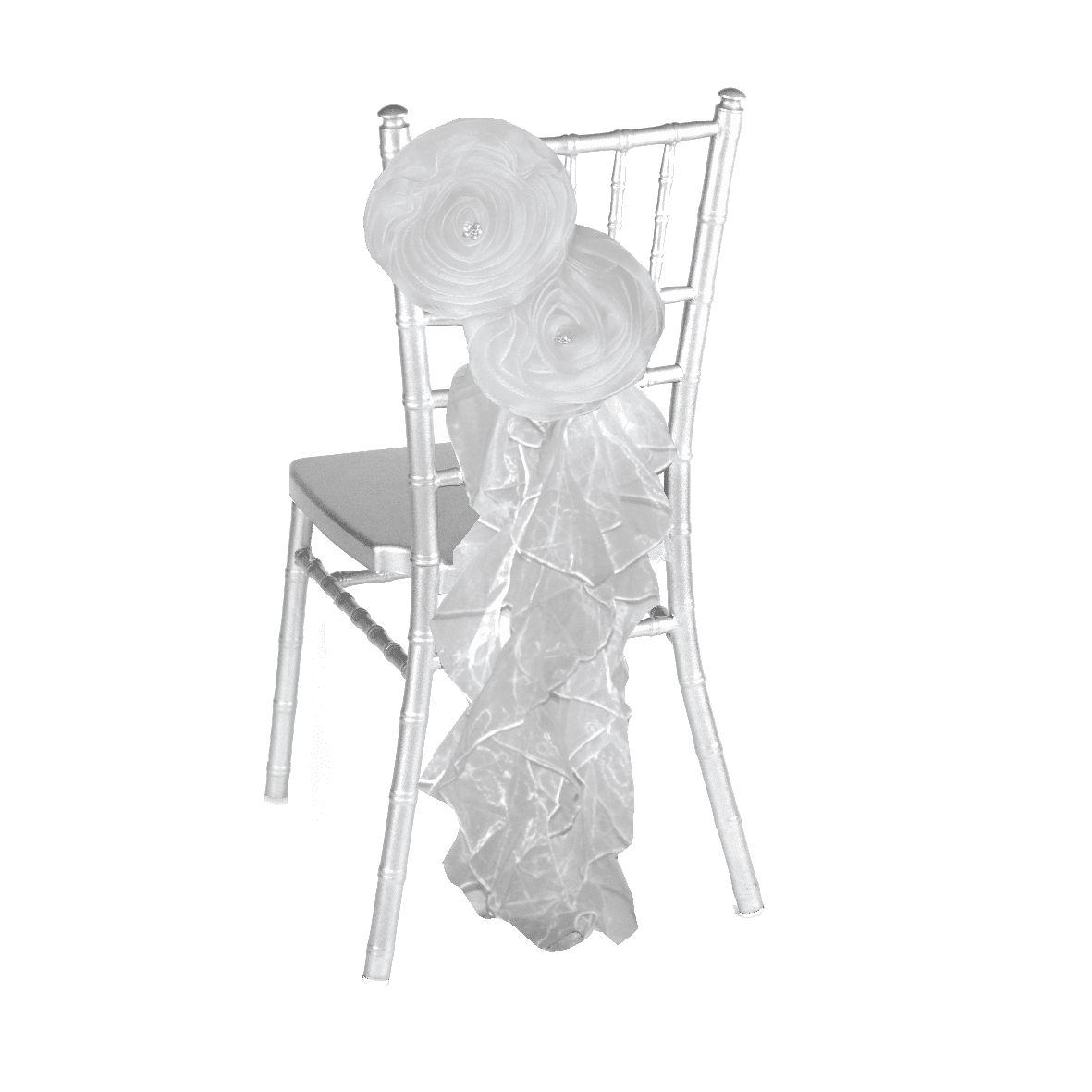 White Chiavari with Double Flower & Curly Ruffle