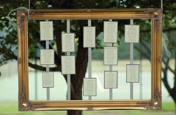Gold Swept Frame with Hanging Table Plan
