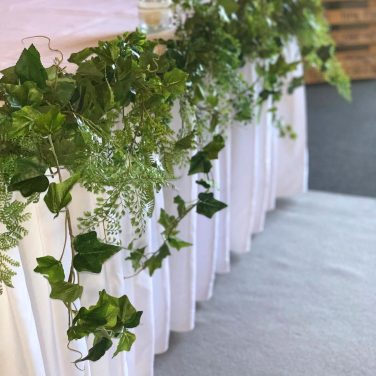 Pleated Top Table Skirt with Foliage Garland