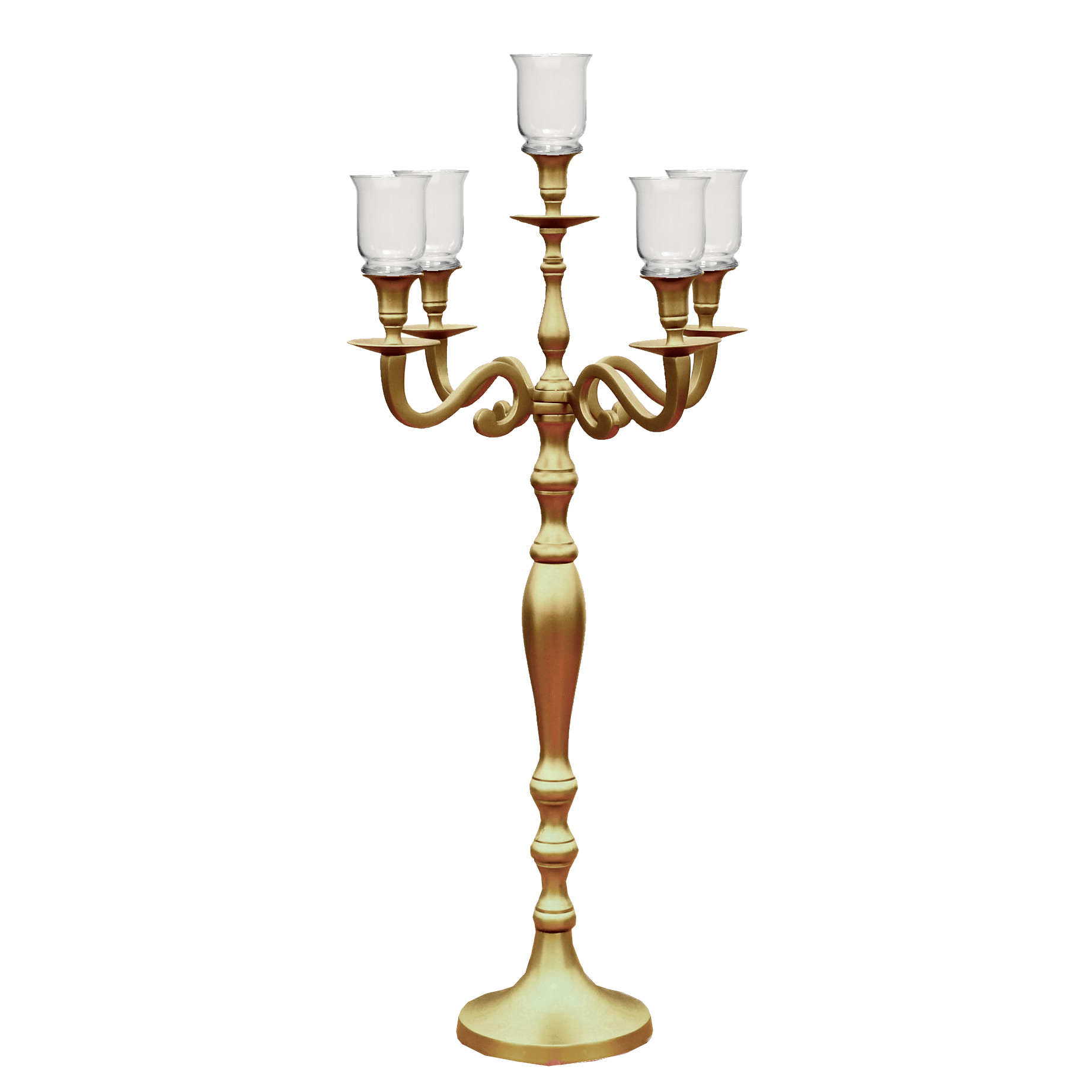Gold Candelabra with Hurricane Tops