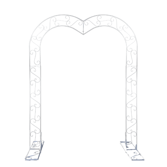 white metal heart arch