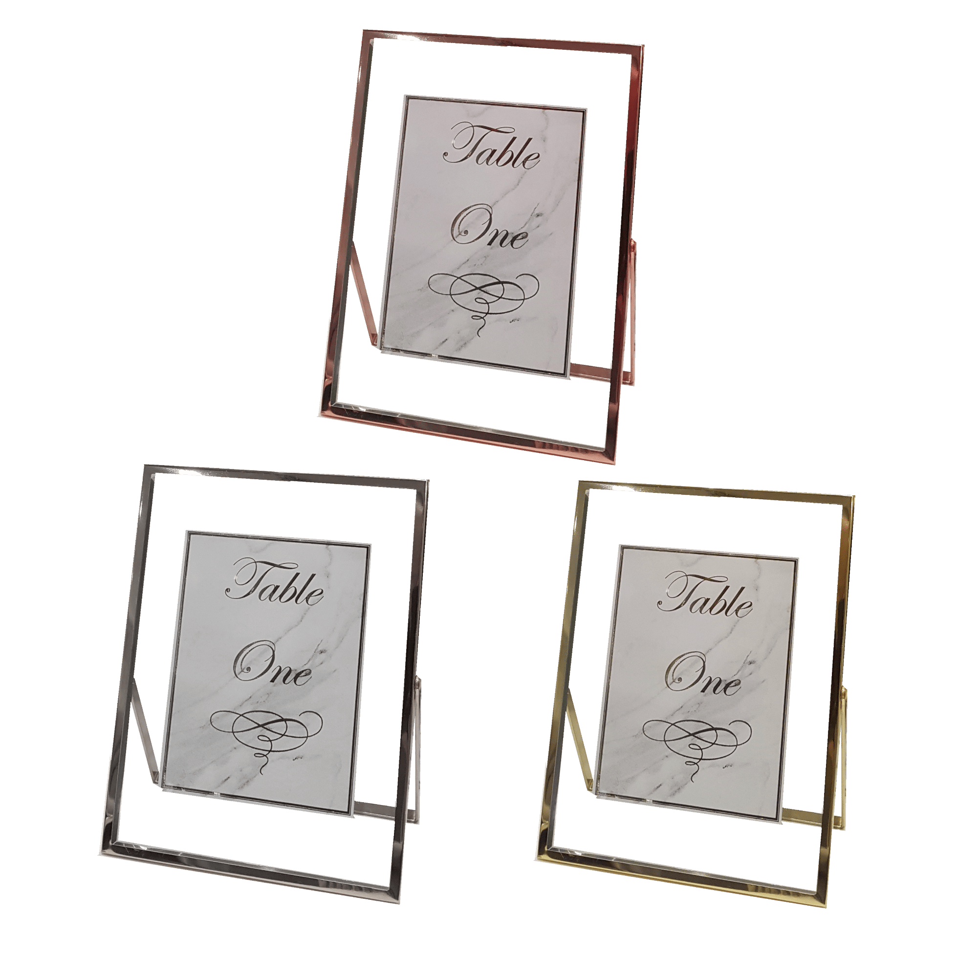 Modern Glass Frame with Thin Metal Edge & Leg
