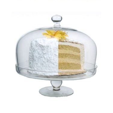 Glass Cake Stand with Dome & Cake