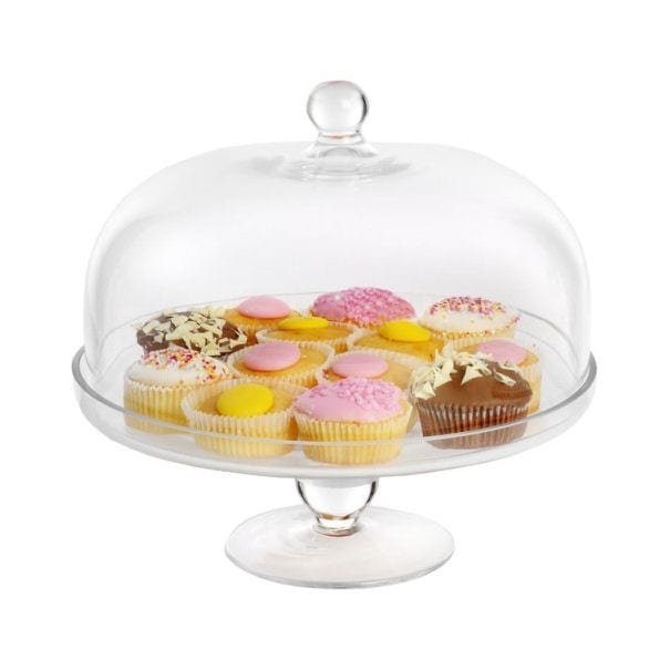 Glass Cake Stand with Dome & cup Cake