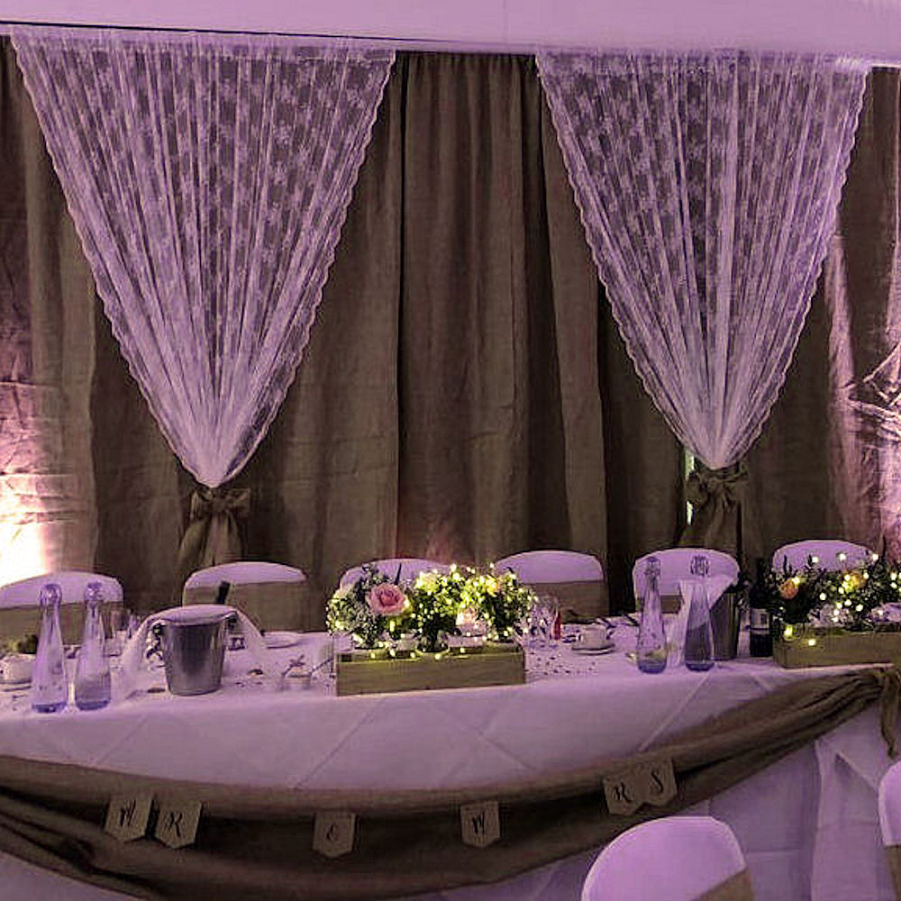 Rustic Hessian & Lace Backdrop 1