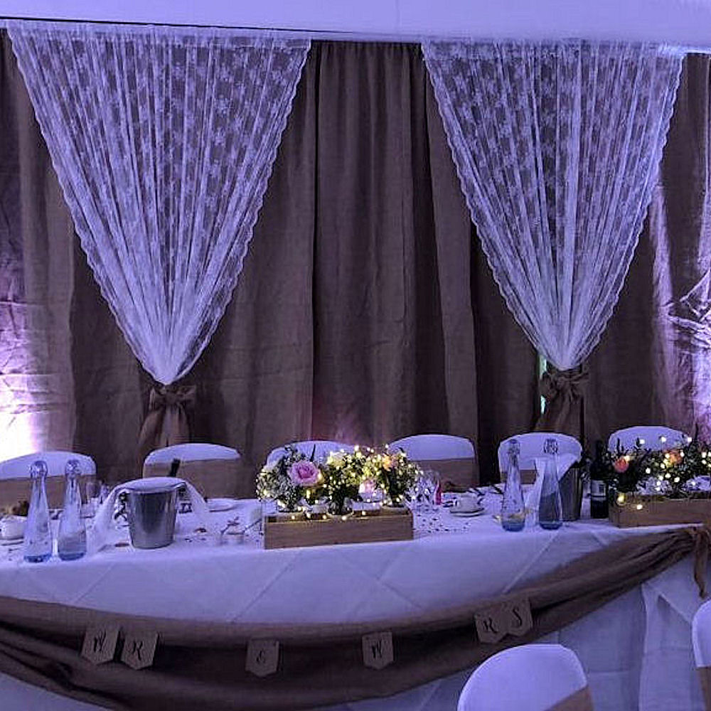 Rustic Hessian & Lace Backdrop 2