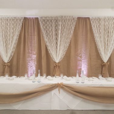 Rustic Hessian & Lace Backdrop 4