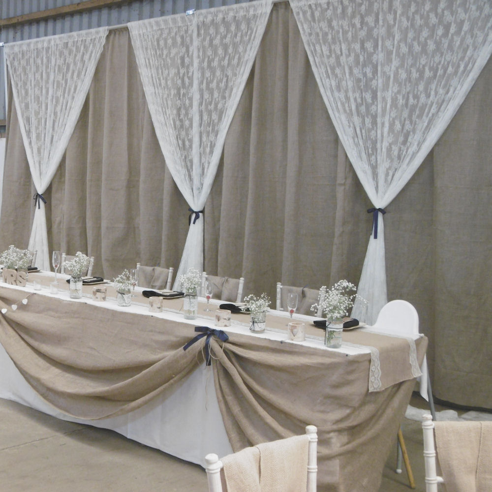 Rustic Hessian & Lace Backdrop 6