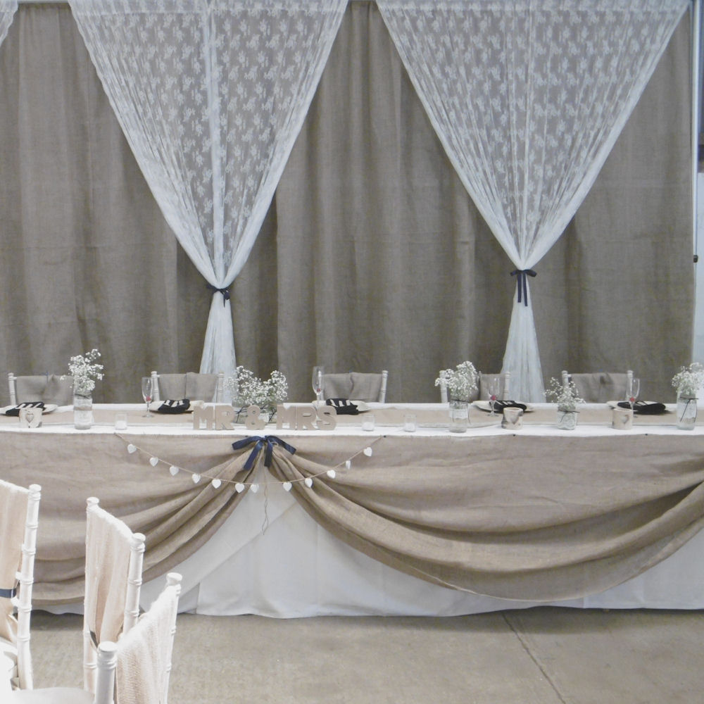 Rustic Hessian & Lace Backdrop 7