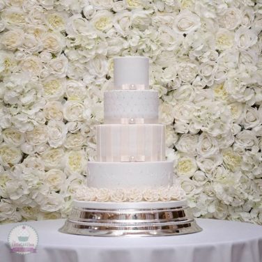 Silver Cake Stand with Flower Wall