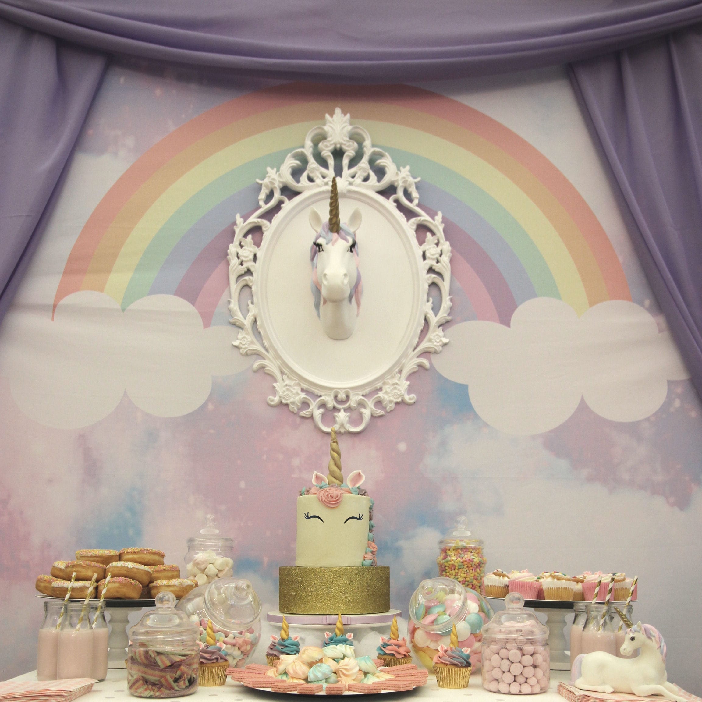 Unicorn Rainbow Sky Backdrop 2.5 x 2.5