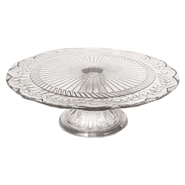 Large Vintage Cut Glass Pedestal Cake Stand