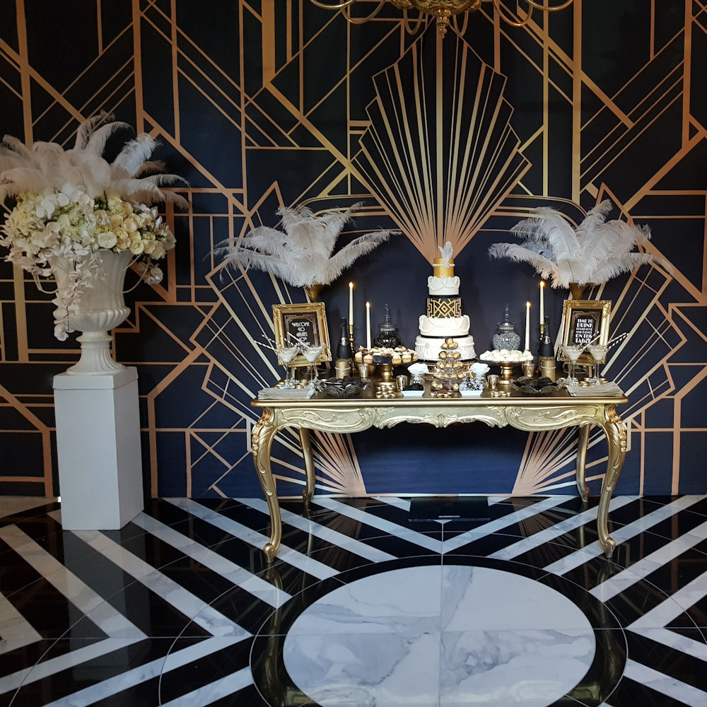 Gatsby Art Deco Black and Gold 1920's Backdrop