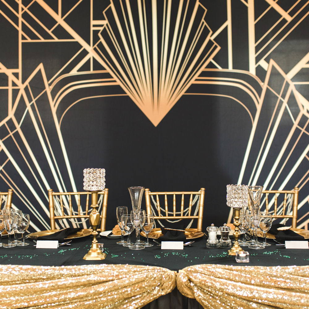 Gatsby Art Deco Black and Gold 1920's Backdrop