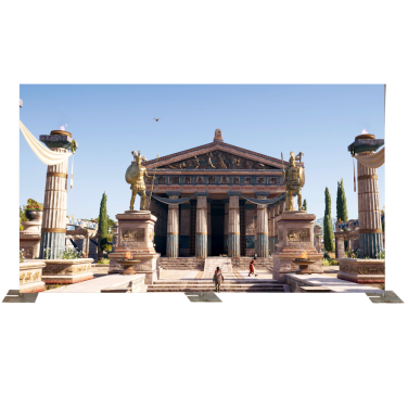 Ancient Greek Blue Temple Backdrop