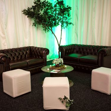 Brown Chesterfield with Stone Cubes at Woodland Themed Event 2