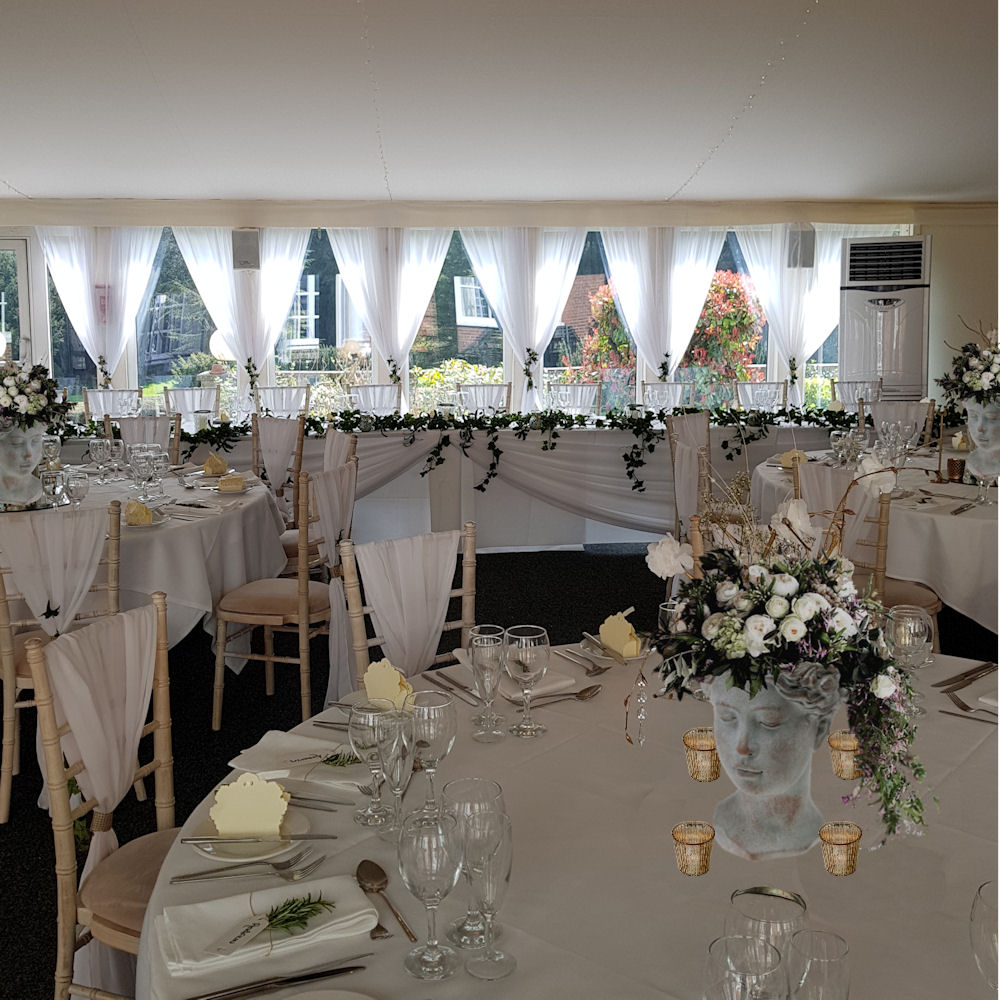 Greek Roman Wedding with Bust Flower Centrepieces