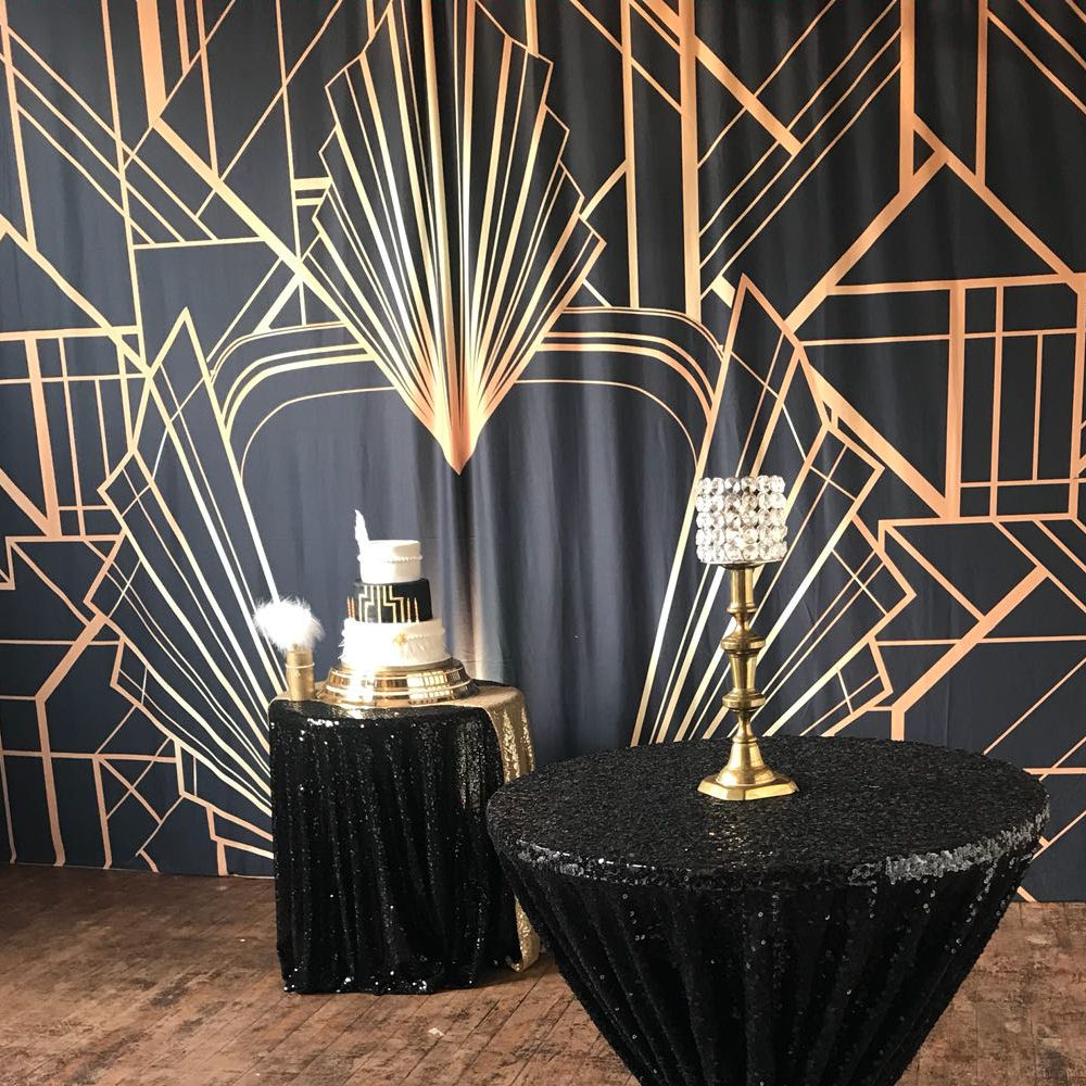 Gatsby Art Deco Black and Gold 1920's Backdrop