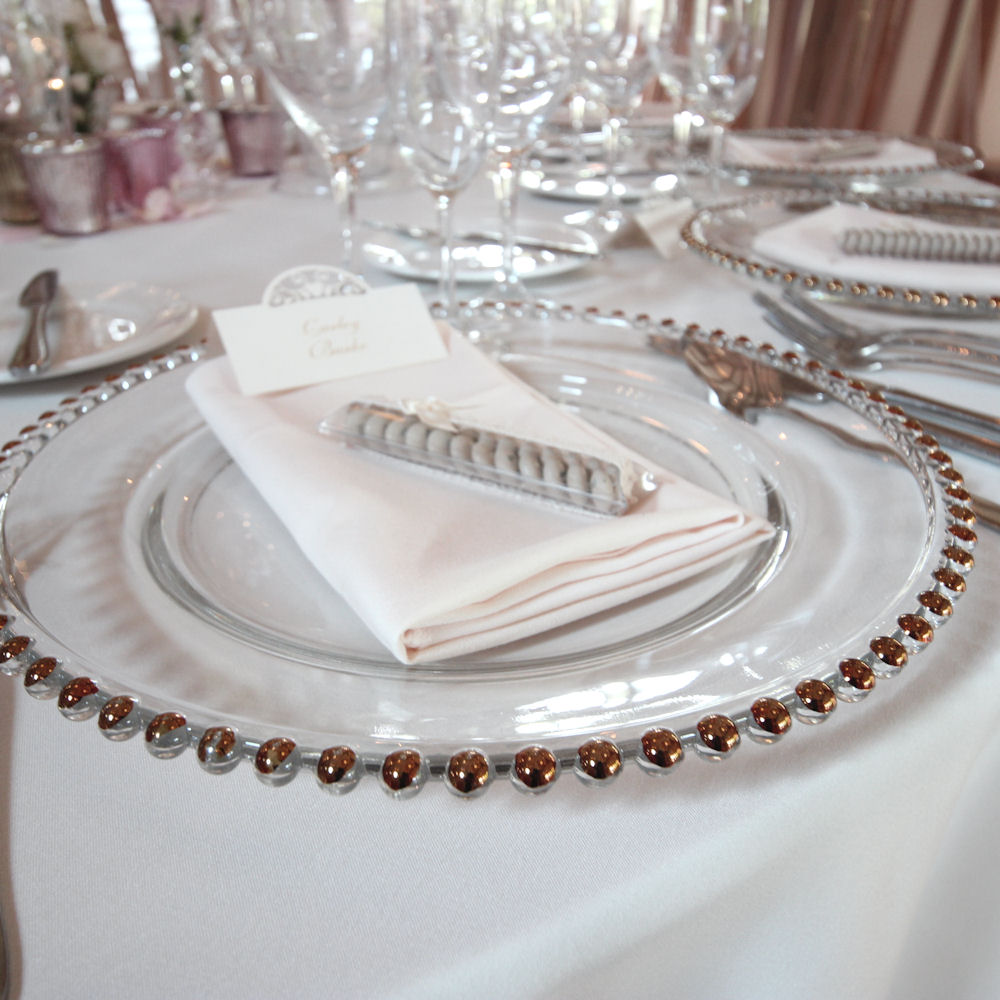 Rose Gold Beaded Charger Plate