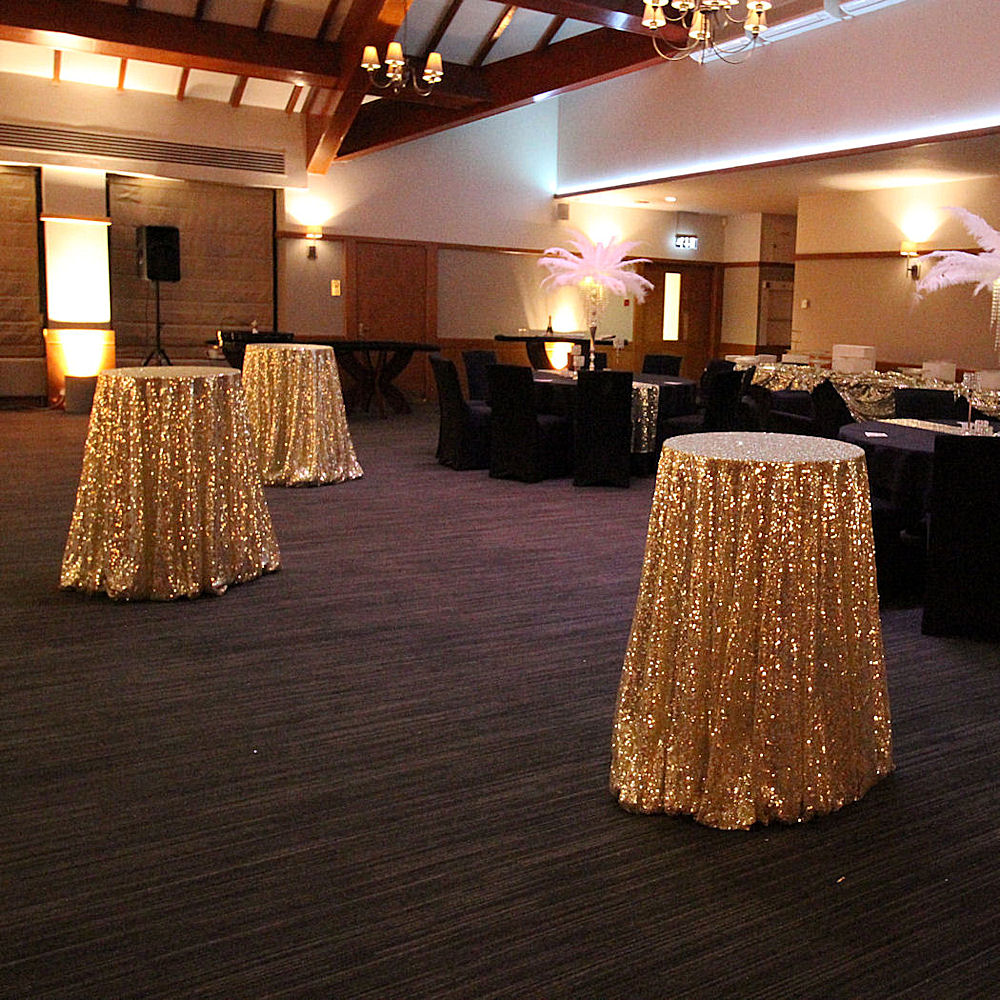 Gold Sequin Round Poseur Table Tablecloth
