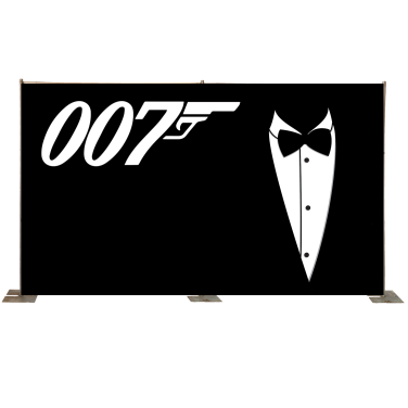 James Bond Themed Backdrop with Tuxedo & 007 Symbol