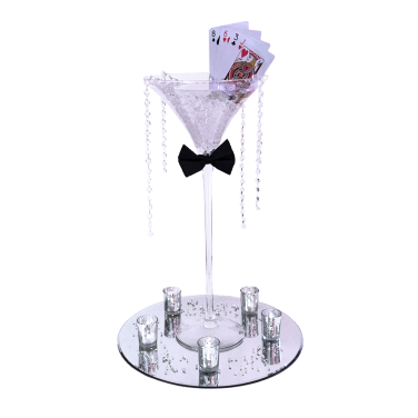 Bow Tie with Martini Glass Centrepiece with Playing Cards