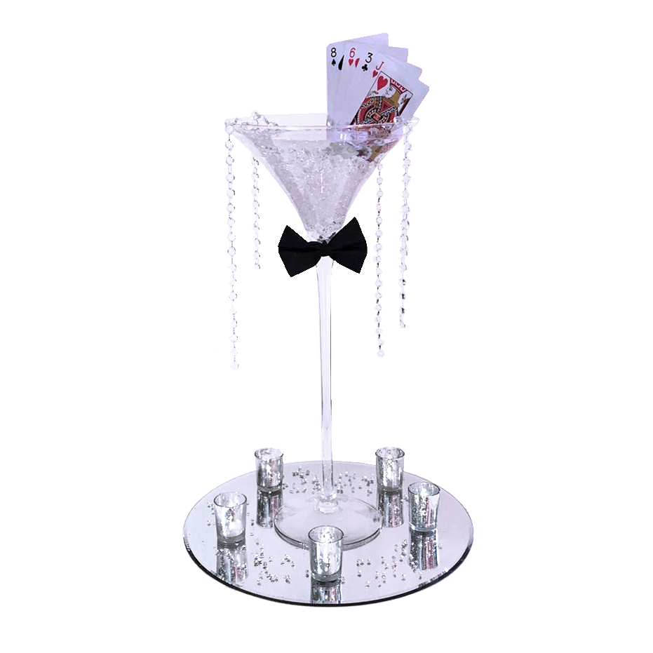Bow Tie with Martini Glass Centrepiece with Playing Cards