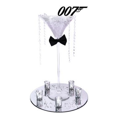 Bow Tie with Martini Glass Centrepiece with 007 Symbol