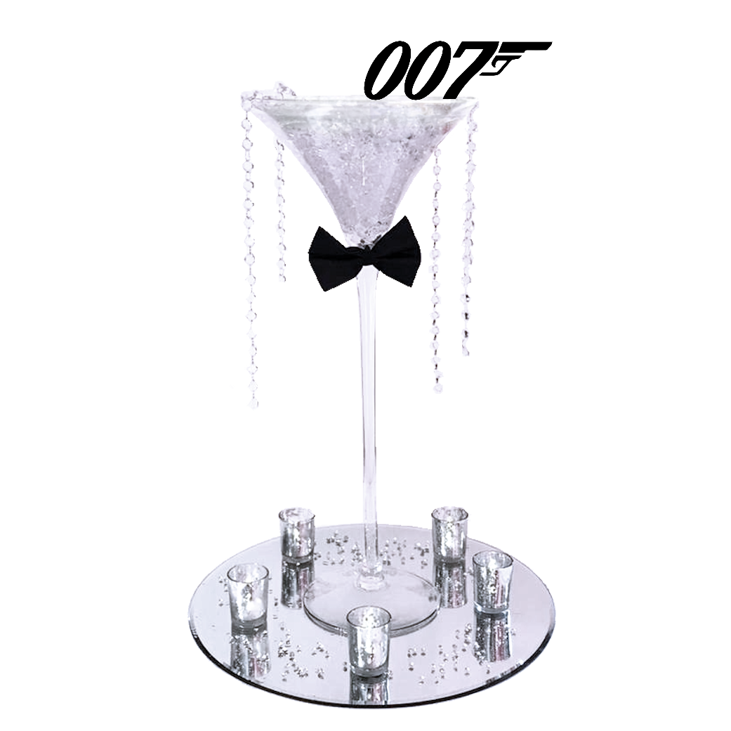 Bow Tie with Martini Glass Centrepiece with 007 Symbol