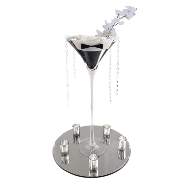 Tuxedo & Bow Tie Centrepiece with Crystals & Orchid